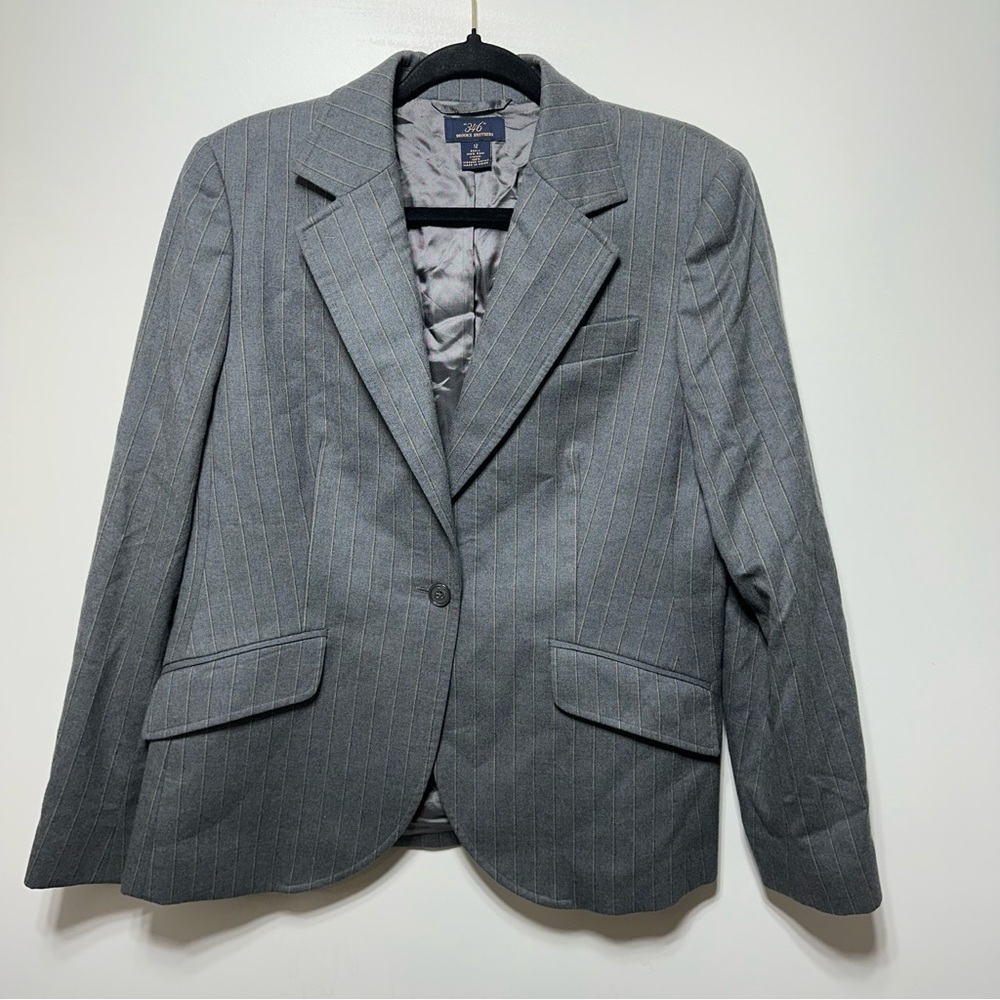Brook Brothers 346 Wool Gray Pinstripe Blazer